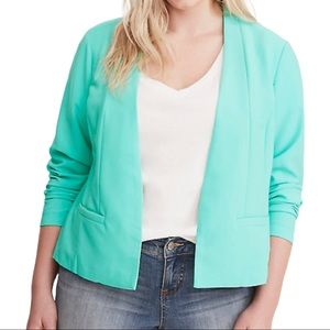 Torrid Aqua Collarless Crepe Flowy Stretch Blazer Size 2x